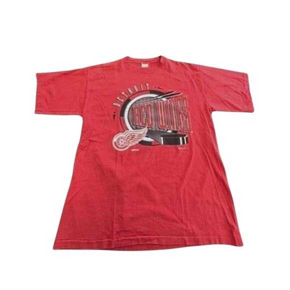 "COMPETITOR" Detroit Red Wings VNT 1993 SZ L Y2K Playoffs Hockey Graphic Stanley - Picture 1 of 10